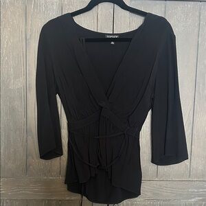 Topshop Tie Around Black Blouse